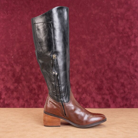 Lucca Lane Wmn Marella Brown Black Leather Riding Equestrian Buckle Boots sz 6.5 - Picture 4 of 11